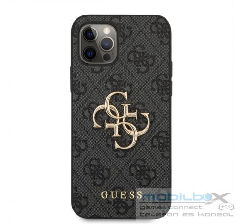 Guess PU 4G Metal Logo Apple iPhone 12 Pro Max hátlap tok, szürke