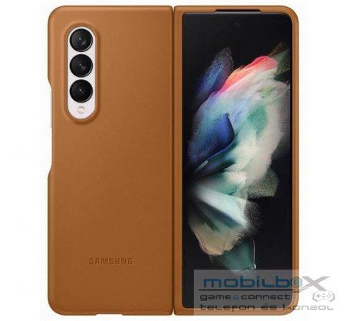 Samsung Galaxy Z Fold3 5G Leather Cover, gyári bőr tok, barna, EF-VF926