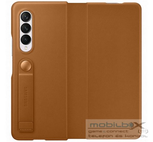 Samsung Galaxy Z Fold3 5G Leather Flip Cover, gyári bőr flip tok, barna, EF-FF926