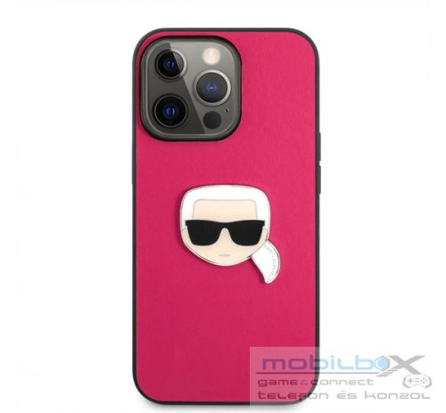 Karl Lagerfeld Head bőr hátlap tok Apple iPhone 13 Pro, rózsaszín