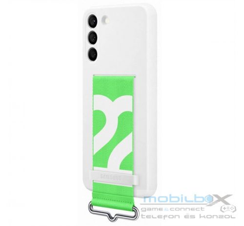 Samsung Galaxy S22+ Silicone Cover with Strap, gyári szilikon tok szíjjal, fehér, EF-GS906TW