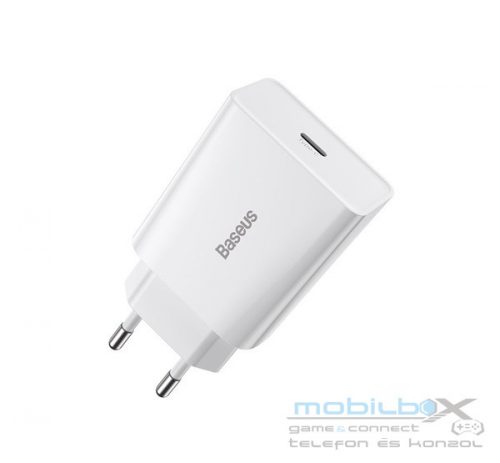 Baseus Speed Mini hálózati gyorstöltő adapter Type-C, 20W, fehér