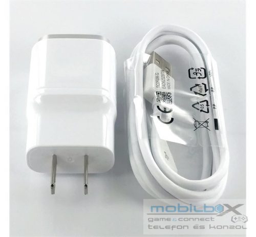 LG MCS-04ED hálozati töltő adapter + DC05WK-G microUSB kábel, OEM jellegű, fehér