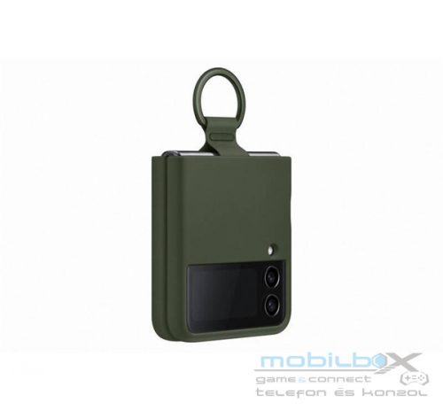 Samsung Galaxy Z Flip4 Silicone Cover with Ring, gyári szilikon tok gyűrűvel, khaki, EF-PF721TG