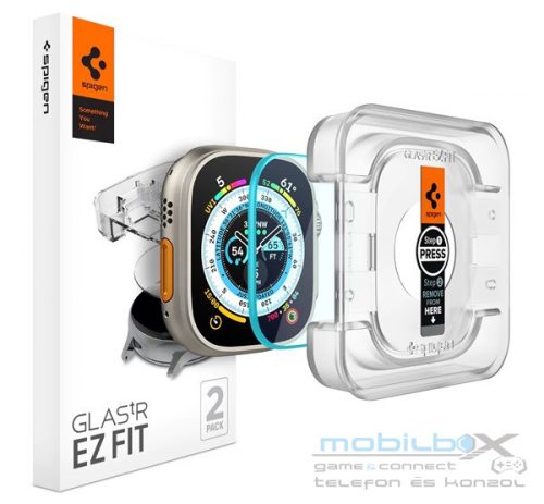 Spigen Glas.tR EZ Fit Apple Watch Ultra 2/1 (49mm) tempered kijelzővédő fólia felhelyező kerettel (2db)