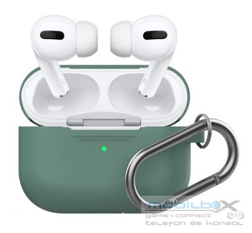 Phoner Simple Apple Airpods Pro szilikon tok akasztóval, zöld