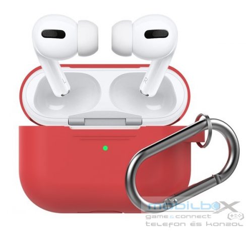 Phoner Simple Apple Airpods Pro szilikon tok akasztóval, piros