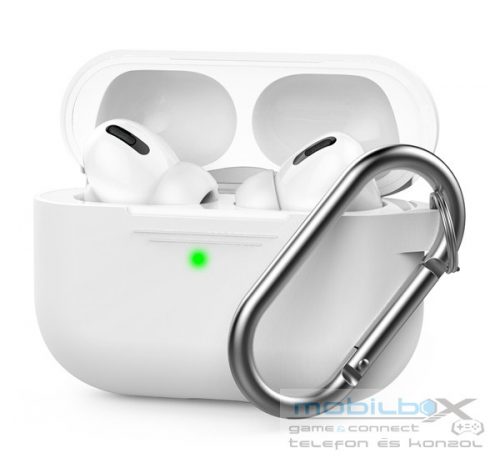 Phoner Simple Apple Airpods Pro szilikon tok akasztóval, fehér