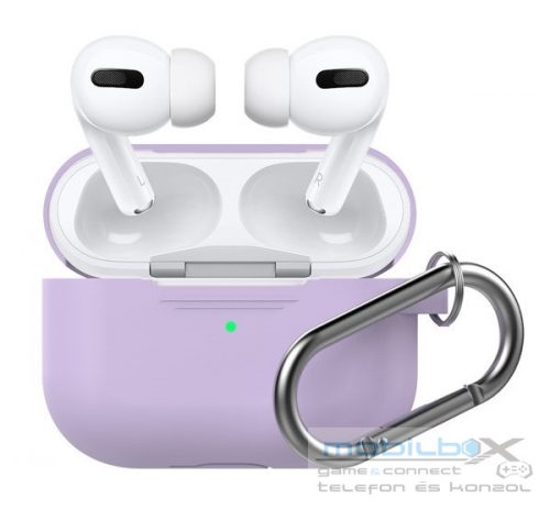 Phoner Simple Apple Airpods Pro szilikon tok akasztóval, lila