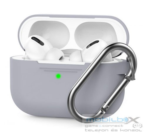 Phoner Simple Apple Airpods Pro szilikon tok akasztóval, szürke