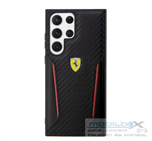 Ferrari Carbon Contrast Edges Samsung Galaxy S23 Ultra karbon hátlap tok, fekete