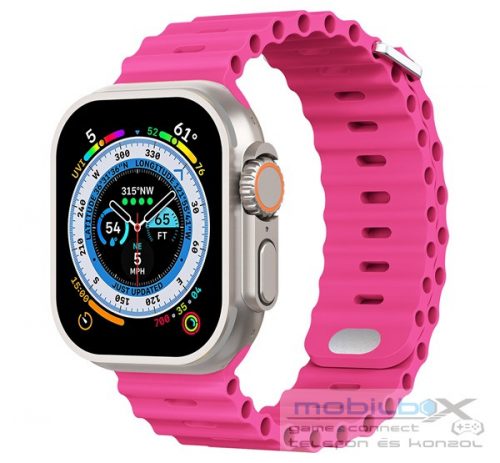 Phoner River Apple Watch 49/45/44/42 mm szilikon szíj, pink