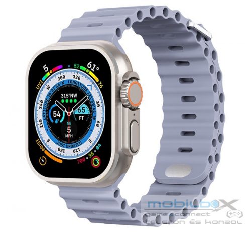 Phoner River Apple Watch 49/45/44/42 mm szilikon szíj, levendulaszürke