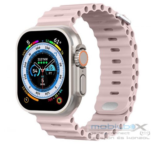 Phoner River Apple Watch 49/45/44/42 mm szilikon szíj, rózsaszín