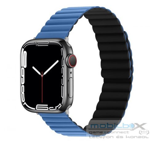 Phoner Rever Apple Watch forgatható mágneses szilikon szíj, 49/45/44/42mm, M/L, kék/fekete