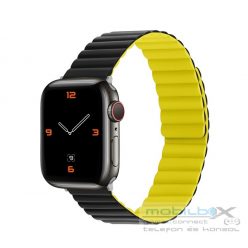   Phoner Rever Apple Watch forgatható mágneses szilikon szíj, 49/45/44/42mm, M/L, zöld/sárga