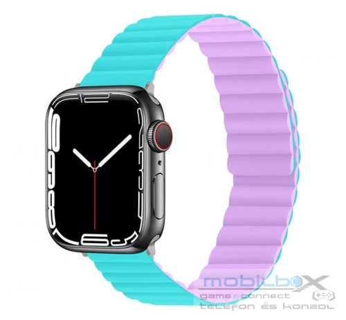 Phoner Rever Apple Watch forgatható mágneses szilikon szíj, 49/45/44/42mm, M/L, kék/lila