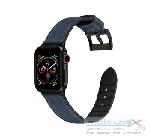 Phoner Stitch Apple Watch műbőr/szilikon szíj, 49/45/44/42mm, éjkék