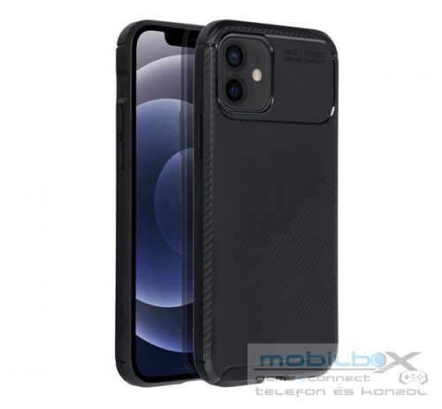 Forcell Carbon Premium Apple iPhone 12 / 12 Pro karbon mintás szilikon tok, fekete