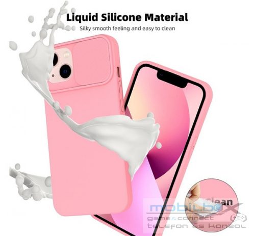 Slide Apple iPhone 11 Pro Max, kameravédős szilikon tok, rózsaszín