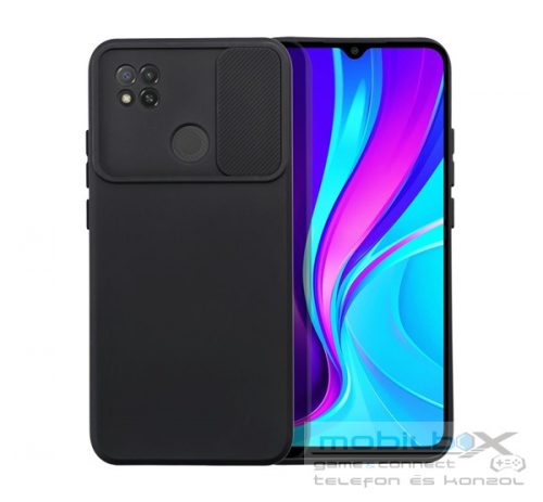 Slide Xiaomi Redmi 9C, kameravédős szilikon tok, fekete