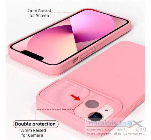 Slide Xiaomi Redmi 9C, kameravédős szilikon tok, rózsaszín