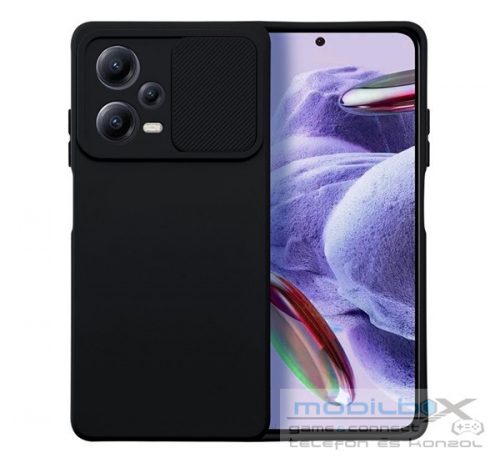 Slide Xiaomi Redmi Note 12 Pro+ 5G, kameravédős szilikon tok, fekete