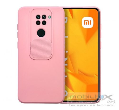 Slide Xiaomi Redmi Note 9, kameravédős szilikon tok, rózsaszín