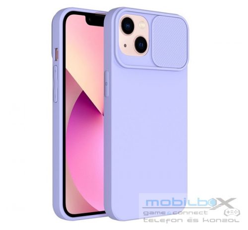 Slide Apple iPhone 15 Plus kameravédős szilikon tok, lavender