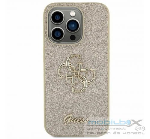 Guess PU Fixed Glitter 4G Metal Logo Samsung Galaxy S23 FE hátlap tok, arany