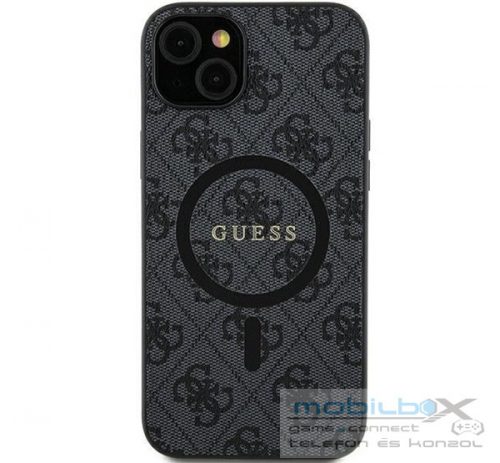 Guess 4G Collection Leather Metal Logo Samsung Galaxy S24 mágneses tok, fekete