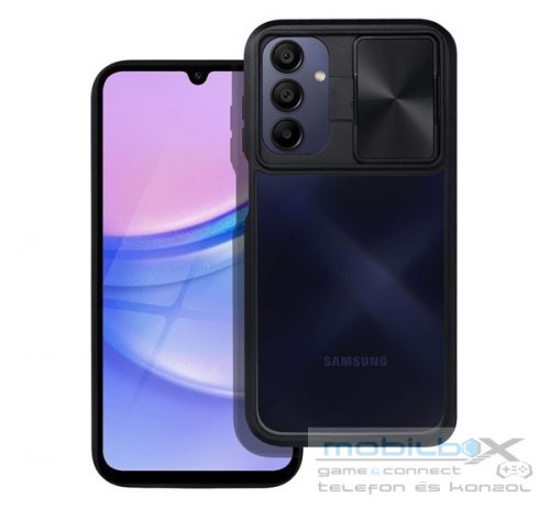 Slider Samsung Galaxy A15 5G kameravédős szilikon tok, fekete