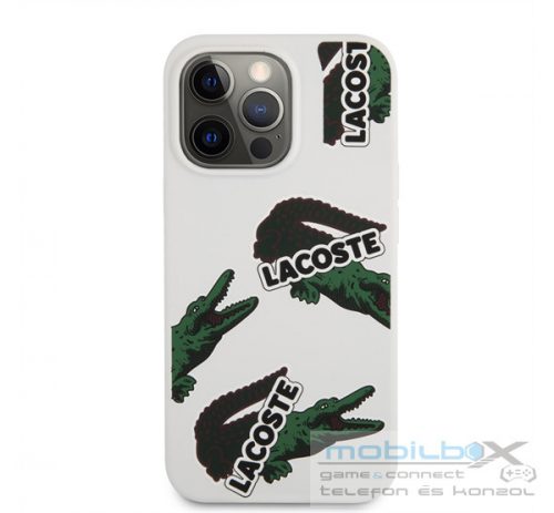 Lacoste Allover Pattern iPhone 13 Pro szilikon tok, fehér