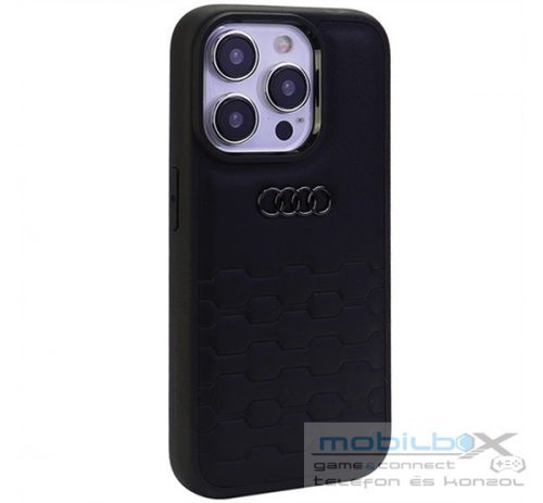 Audi GT Synthetic Leather Apple iPhone 15 Pro tok, fekete