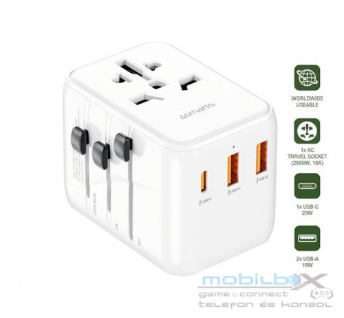 4smarts Nomad utazó Adapter, 20W, fehér