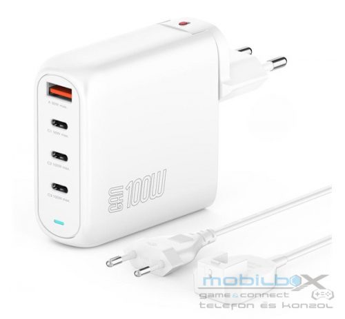 4smarts GaN Flex Pro töltő adapter 3xType-C + 1 USB, 100W, fehér