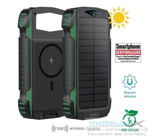 4smarts Rugged TitanPack UltiMag Solar külső akkumulátor,20000mAh, zöld