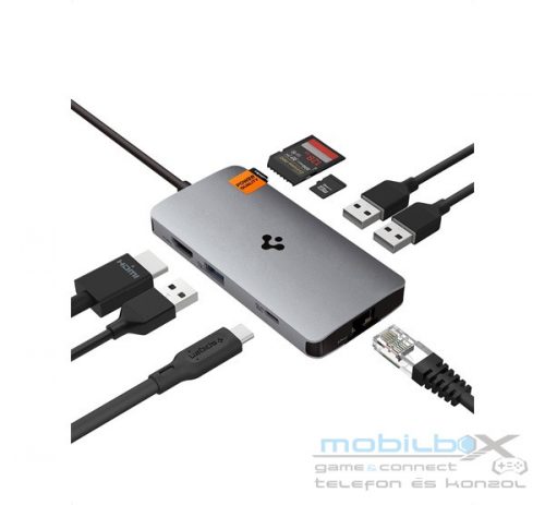 Spigen Multi Hub, szürke (8 Port) PD2303