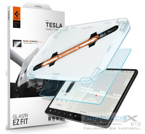 Spigen Tesla EZ Fit Refill Anti Glare kijelzővédő fólia felhelyező kerettel (Model Y/3) (1db)