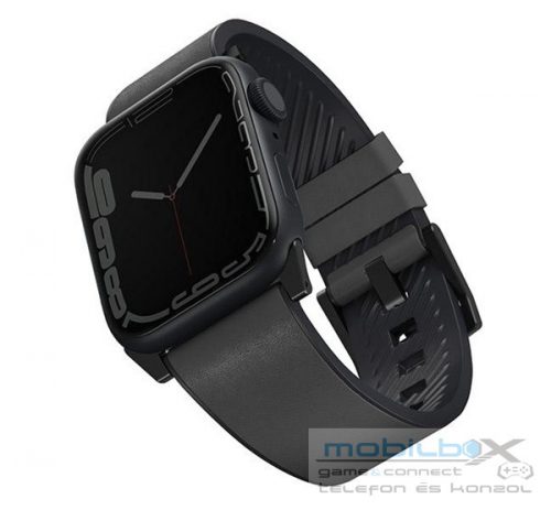 Uniq Straden vízálló bőr Apple Watch szíj, 49/45/44/42MM, szürke