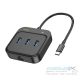 Hoco HB35 USB HUB 4in1 Type C - USB3.0 x 3 + RJ45 Gigabit Ethernet 0,2m, fekete