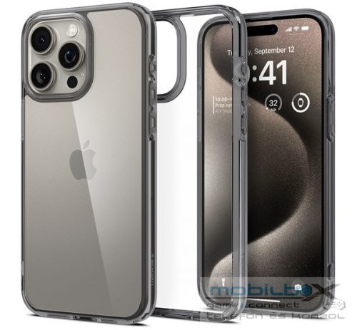 Spigen Ultra Hybrid Apple iPhone 15 Pro tok, Space Crystal, átlátszó-szürke, fekete-átlátszó