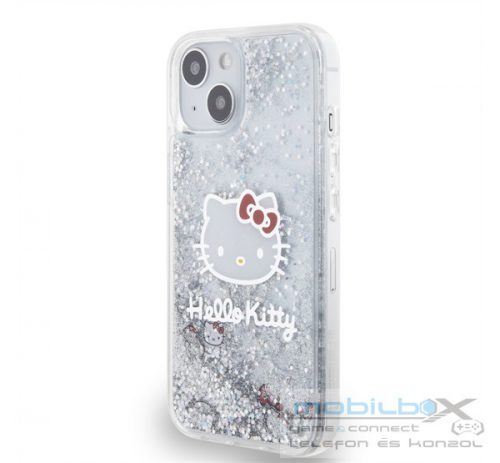 Hello Kitty Liquid Glitter Electroplating Head Logo Apple iPhone 13 hátlap tok, átlátszó