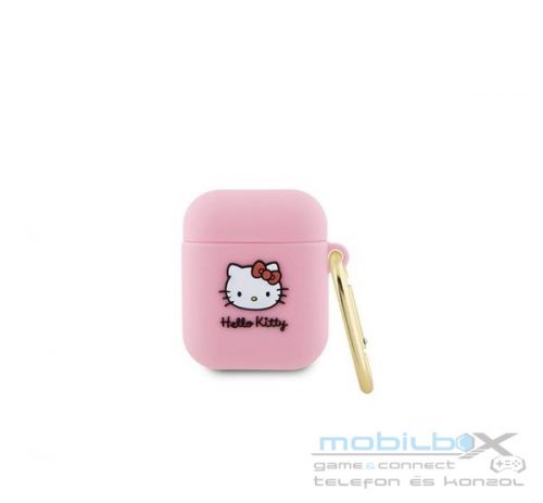 Hello Kitty Liquid Silicone 3D Kitty Head Logo AirPods 1/2 tok, rózsaszín