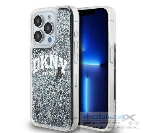 DKNY Liquid Glitter Arch Logo iPhone 13 Pro hátlap tok, fekete