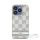 DKNY PU Leather Checkered Pattern and Stripe iPhone 13 Pro hátlap tok, bézs