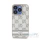 DKNY PU Leather Checkered Pattern and Stripe iPhone 13 Pro hátlap tok, bézs