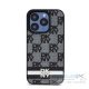 DKNY PU Leather Checkered Pattern and Stripe iPhone 13 Pro hátlap tok, fekete