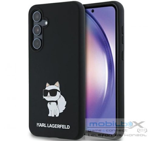 Karl Lagerfeld Choupette Metal Pin Samsung Galaxy A35 hátlap tok, fekete,  KLHCSA35SMHCNPK