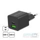 Hálózati töltő adapter Type-C + USB, PD 30W / QC3.0 18W, fekete